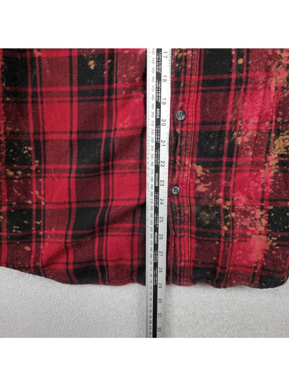Angry Minnow Flannel Shirt Mens L Red Plaid Yellowstone Bear Patch Distressed - Picture 7 of 8